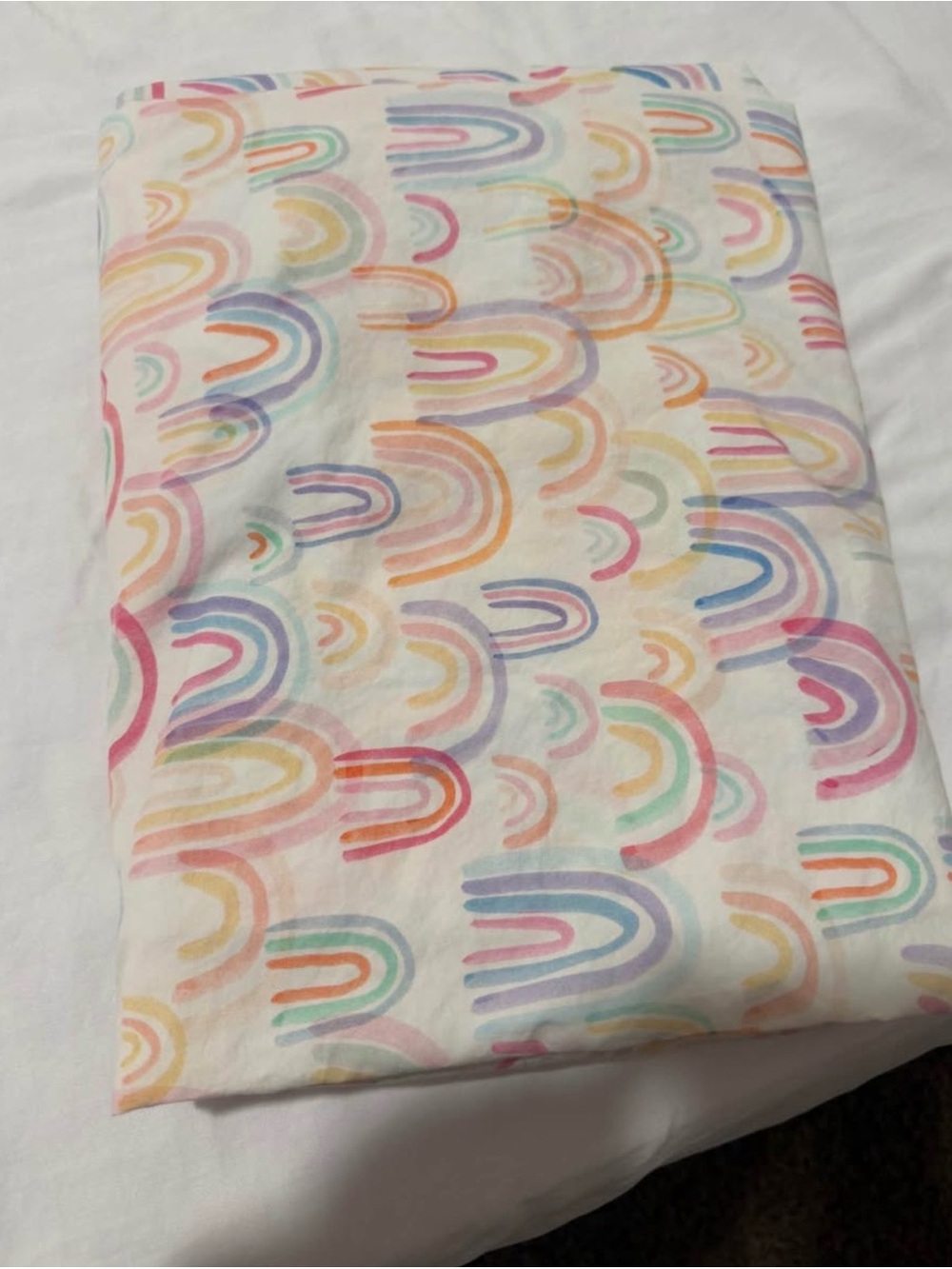 Pottery Barn Multicolor Rainbow Arc Cotton Crib Bedding Sheet